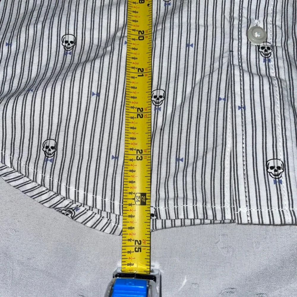 The Children's Place Boys L 10/12 Skull Bowtie Striped Long Sleeve Button Down